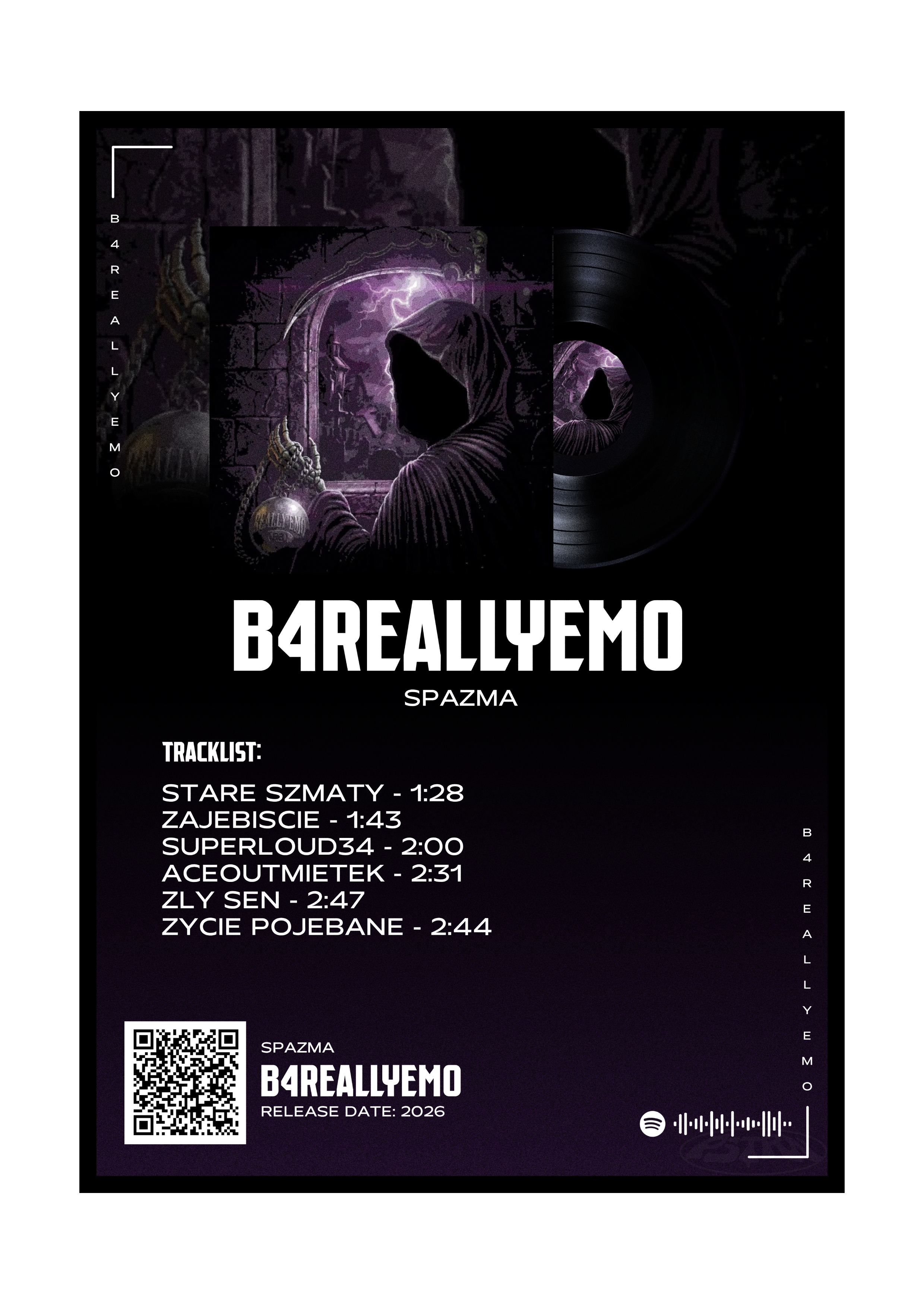 PLAKAT ALBUM "B4REALLYEMO" SPAZMA (STYL 1)