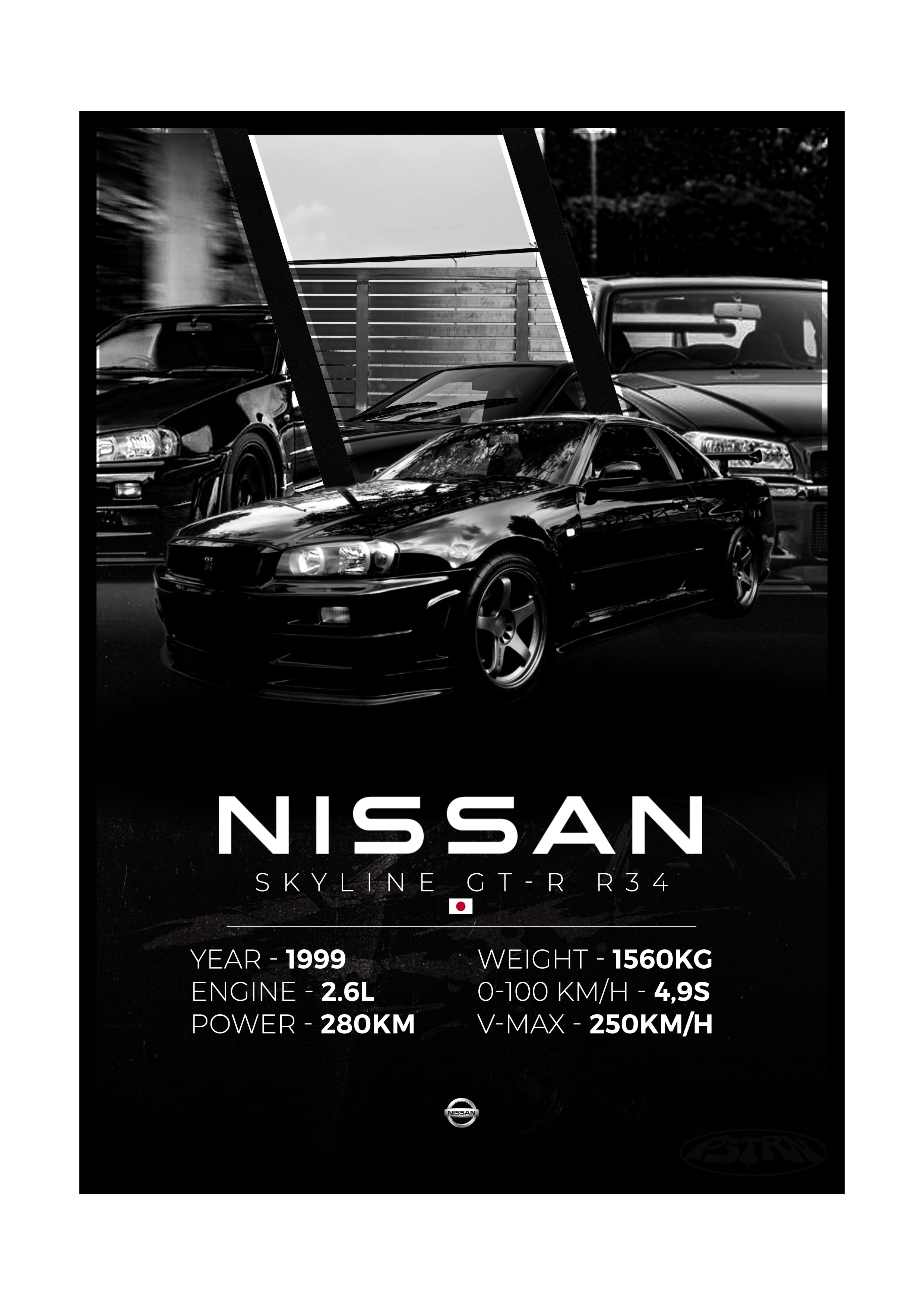 PLAKAT NISSAN SKYLINE GT-R R34