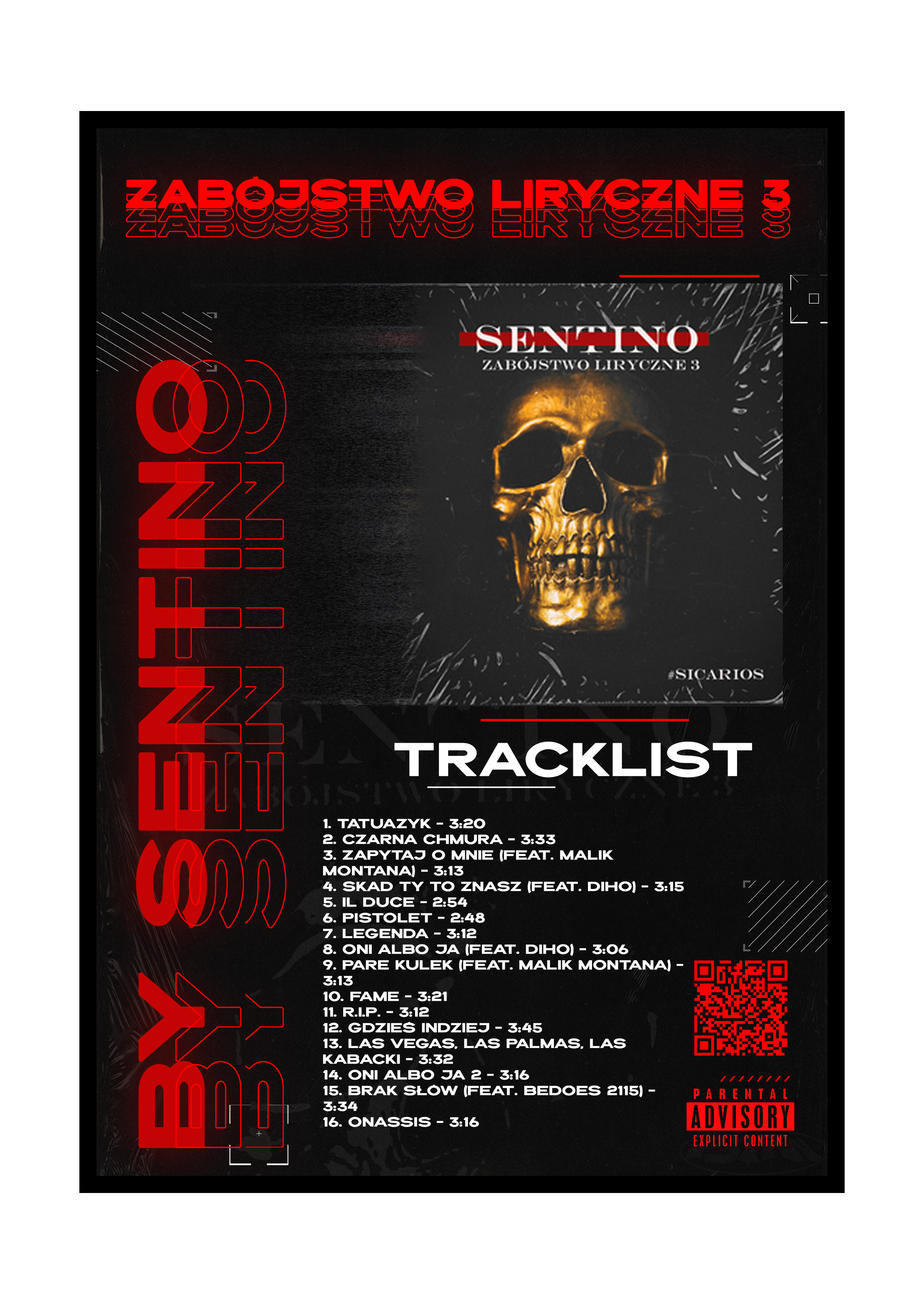 PLAKAT ALBUM "ZABÓJSTWO LIRYCZNE 3" SENTINO