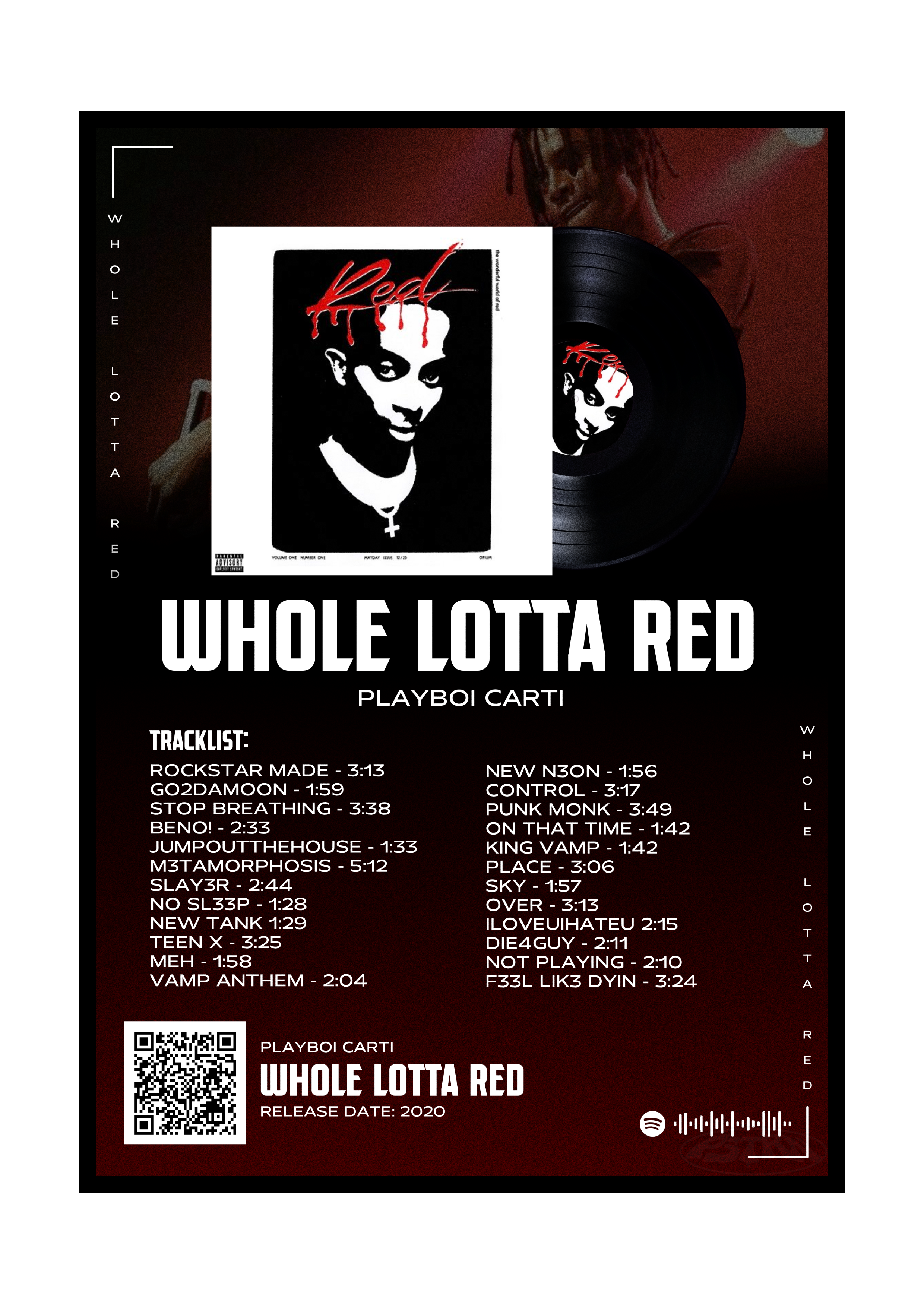 PLAKAT ALBUM "WHOLE LOTTA RED" PLAYBOI CARTI (STYL 1)